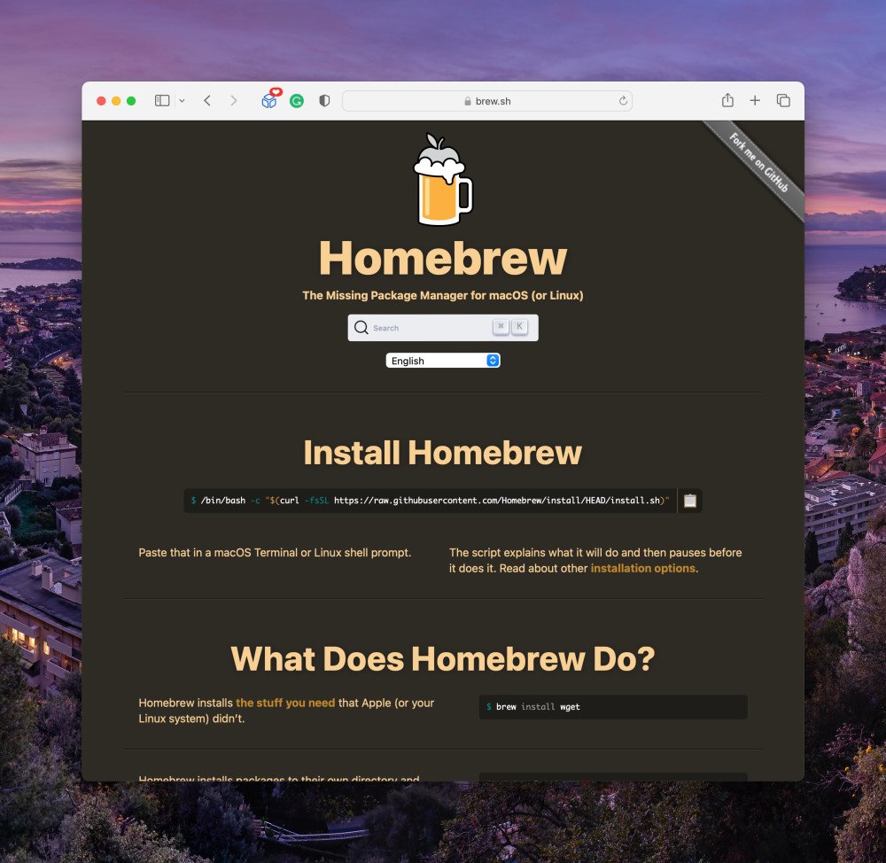 The official website for Homebrew.